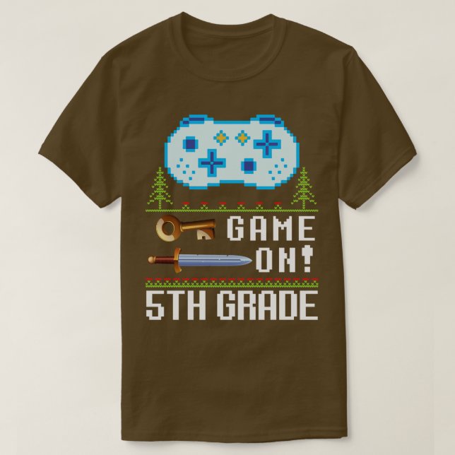 Spel på 5:e Klass-läraren Student Lycklig tillbaka T Shirt (Design framsida)