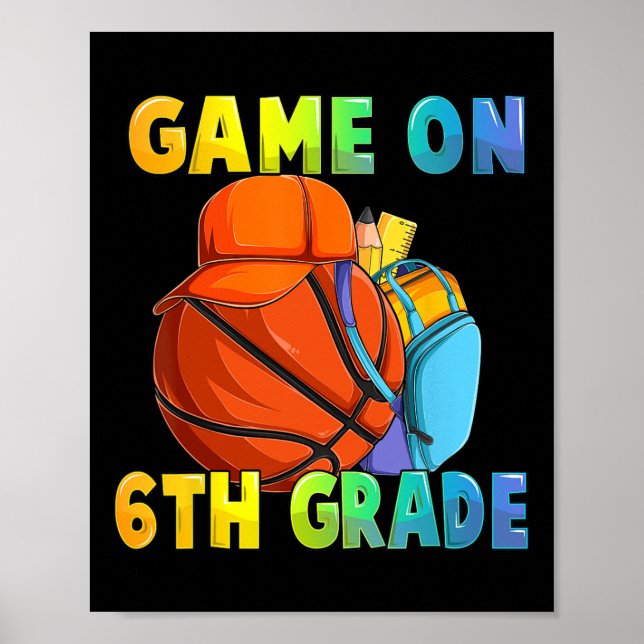 Spel på 6e Klass första dagen i basket B Poster (Framsidan)
