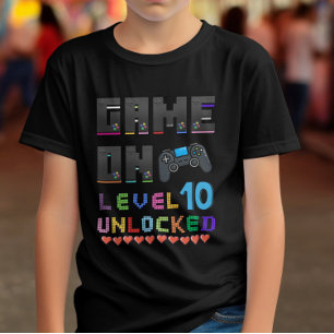 Spel på barnnivå 10 olåst videospel t shirt