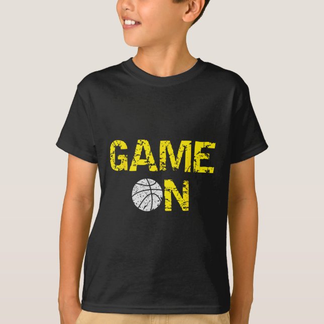 Spel på basket; Blue Black Gult Guld Team Co. T Shirt (Framsida)