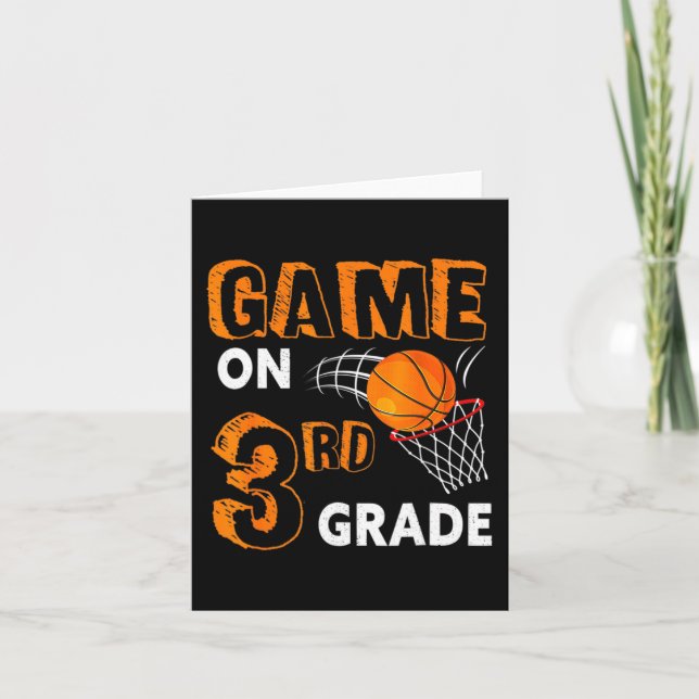 Spel på den tredje Klass-basketbollens Back to sch Kort (Framsida)