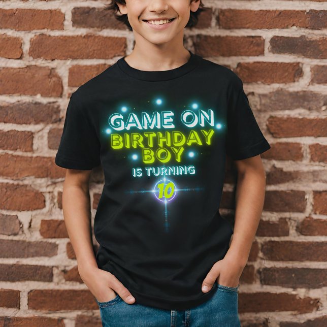 Spel på laserMärkre Blå Grönt Neon Glow Birthday T Shirt (Skapare uppladdad)