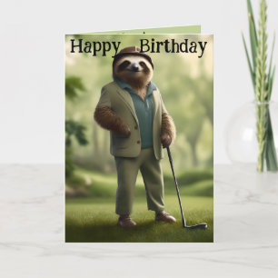 Spel på: Sloth Golf Player Birthday Card Kort