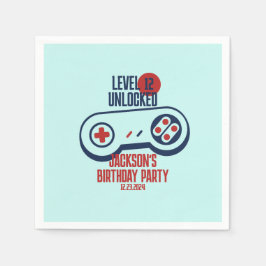 Spel på spelnivå olåsta videospel födelsedag pappersservett