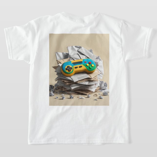 Spel på: T-Shirt för handskriven videohörndesign (Laydown Baksida)