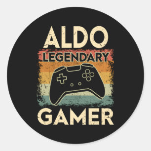 Spel Personlig Namn Aldo Legendary Gamer Runt Klistermärke