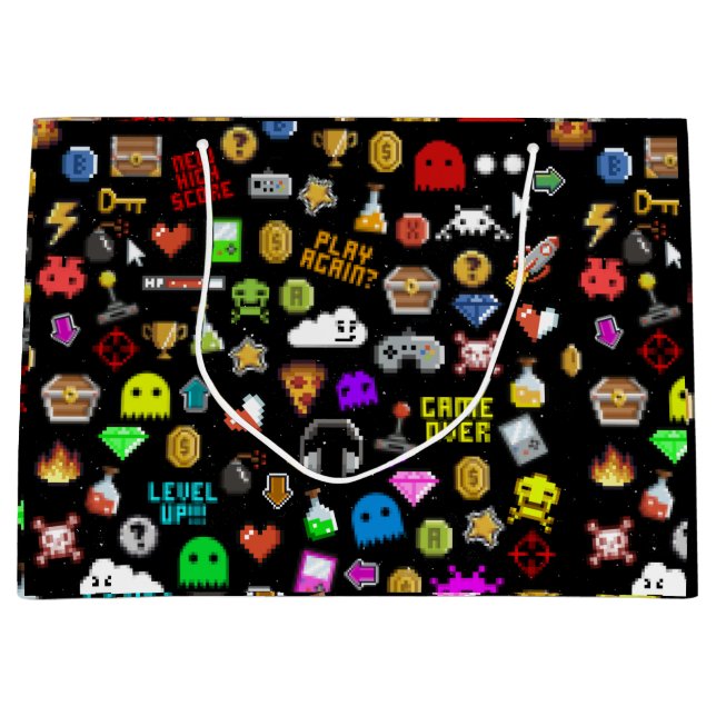 Spel Retro Pixel Video Spelningsikoner Figursätt F (Framsidan)