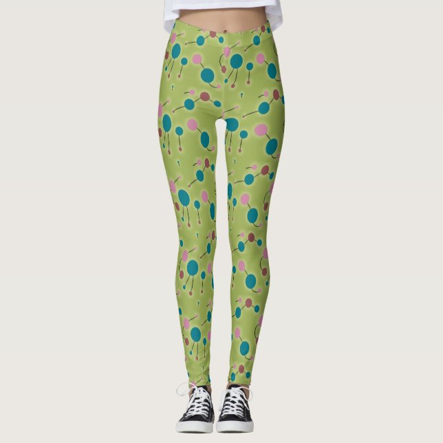 Spel retro Small Molecules Universe Blue-Grönt Leggings (Framsida)