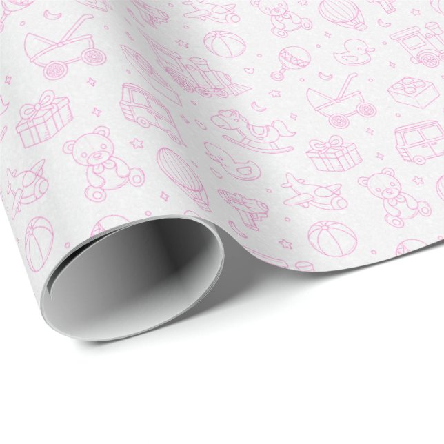 Spel Rosa Baby Gift Wrap Presentpapper (Rullad Hörn)