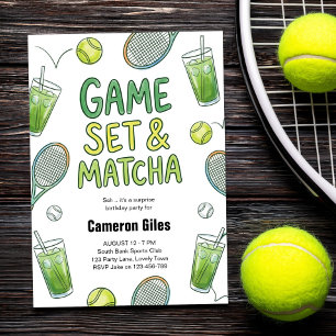 Spel Set och Matcha Tennis Överraskningsfödelsedag Inbjudningar