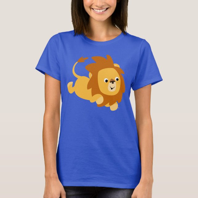 Spel-Tecknad Gamboling för Lejona kvinnor T-Shirt (Framsida)