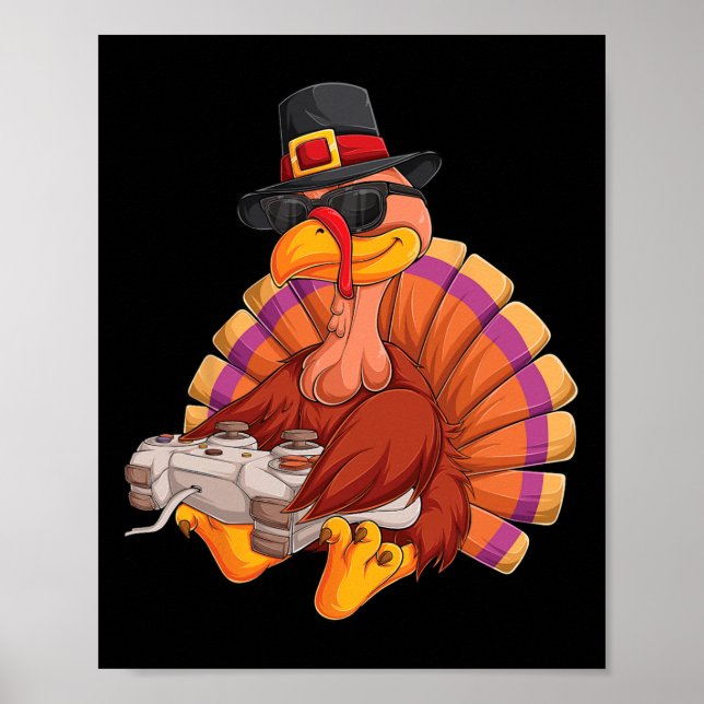 Spel Thanksgiving Turkiet Gamer Boys Kids Tonåring Poster (Framsidan)
