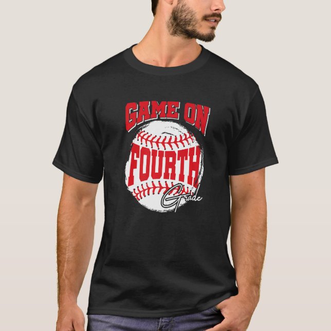 Spel vid fjärde Klass Baseball Back to school T Shirt (Framsida)