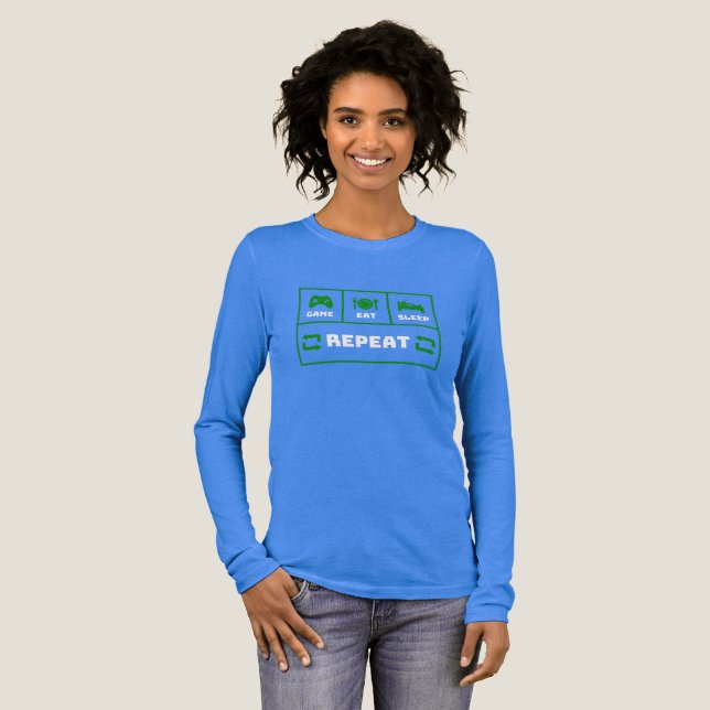 Spela, Äta, Sova, Upprepa T Shirt (Hel framsida)