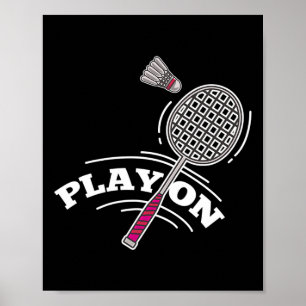 Spela Badminton Player Sport Stick Shuttle Racket Poster