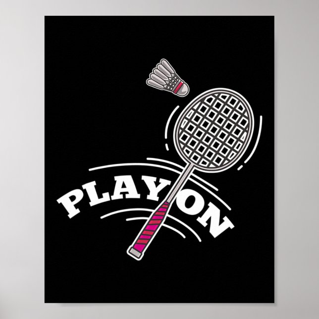 Spela Badminton Player Sport Stick Shuttle Racket Poster (Framsidan)