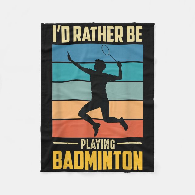 Spela Badminton Shuttle Retro Badminton Spelare Sp Fleecefilt (Framsidan)
