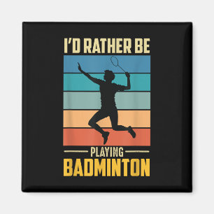 Spela Badminton Shuttle Retro Badminton Spelare Sp Magnet
