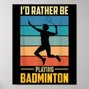 Spela Badminton Shuttle Retro Badminton Spelare Sp Poster