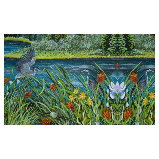 Spela blå Herons Tyg (Fat Quarter)