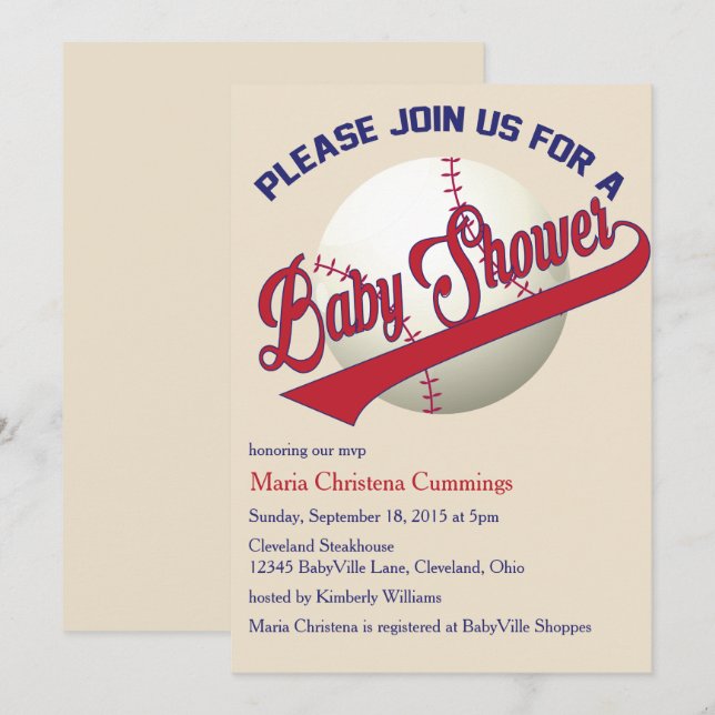 Spela Boll baskeball Baby Shower-inbjudan Inbjudningar (Fram/baksida)