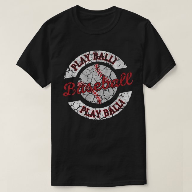 Spela Boll Vintage Baseboll  T Shirt (Design framsida)
