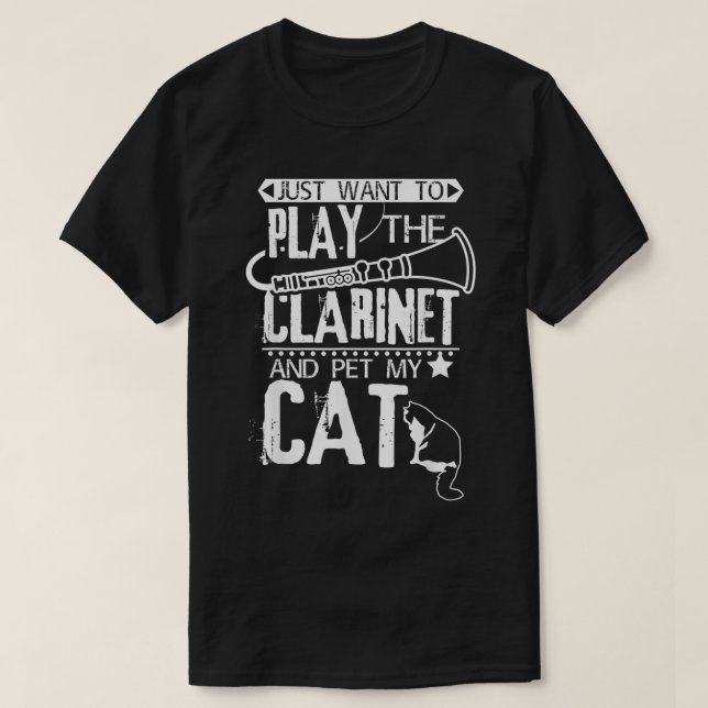 Spela Clarinet och hämta min katt T Shirt (Design framsida)