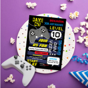 Spela! Console Joystic Födelsedagsfest inbjudan
