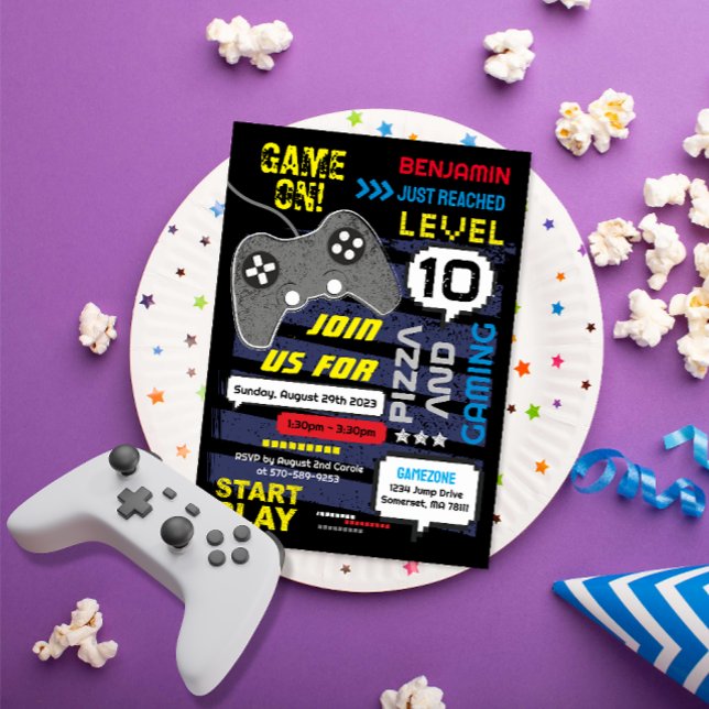 Spela! Console Joystic Födelsedagsfest inbjudan (Skapare uppladdad)