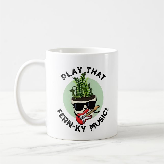 Spela den där Fern-ky Music Funny Plant Pun Kaffemugg (Vänster)