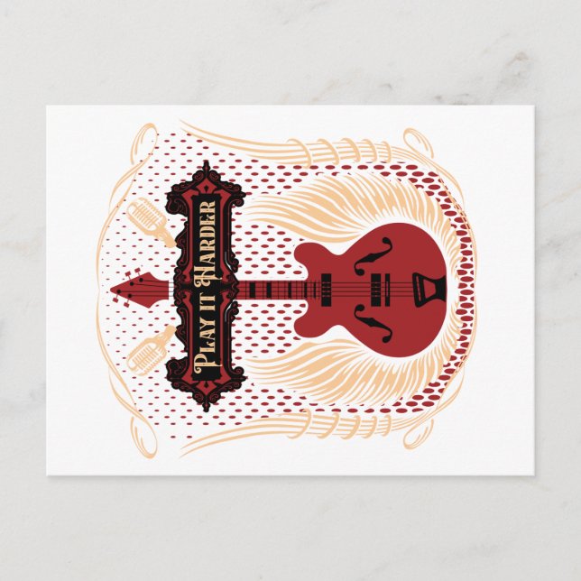 Spela det hårdare Gitarre Vykort (Framsida)