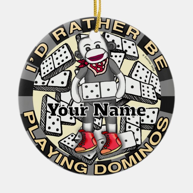Spela Dominos-ornament Julgransprydnad Keramik (Framsidan)