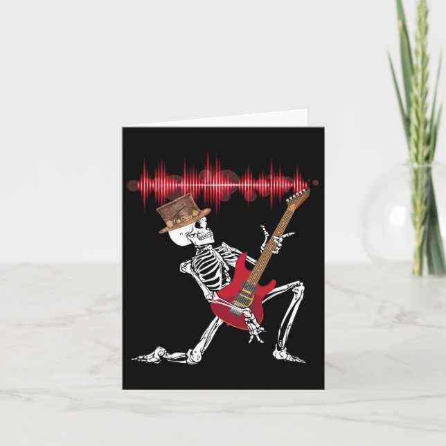 Spela Electric Guitar Funny Halloween Kort (Framsida)