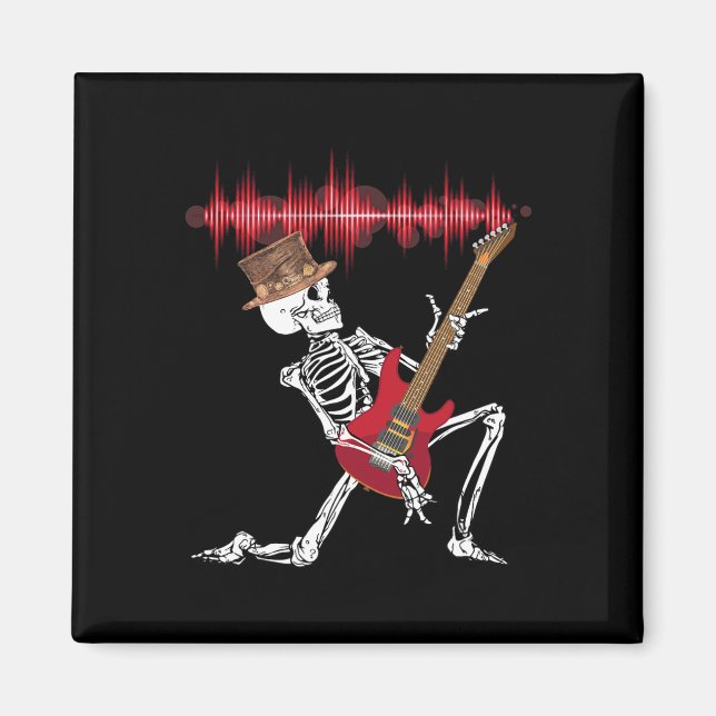 Spela Electric Guitar Funny Halloween Magnet (Framsidan)