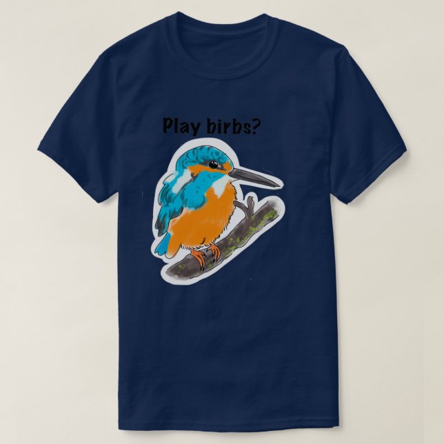 Spela fågelvilt Wingspan-spel, söt kingfisher bla T Shirt (Design framsida)