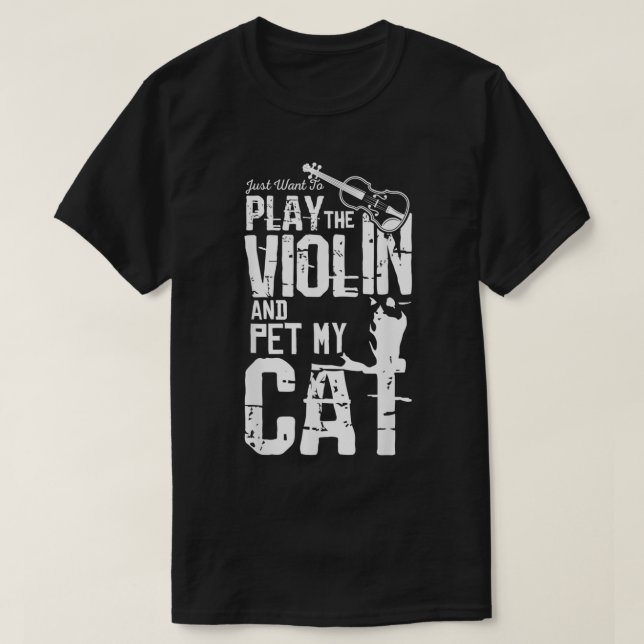 Spela fiolin och ta med min katt t shirt (Design framsida)