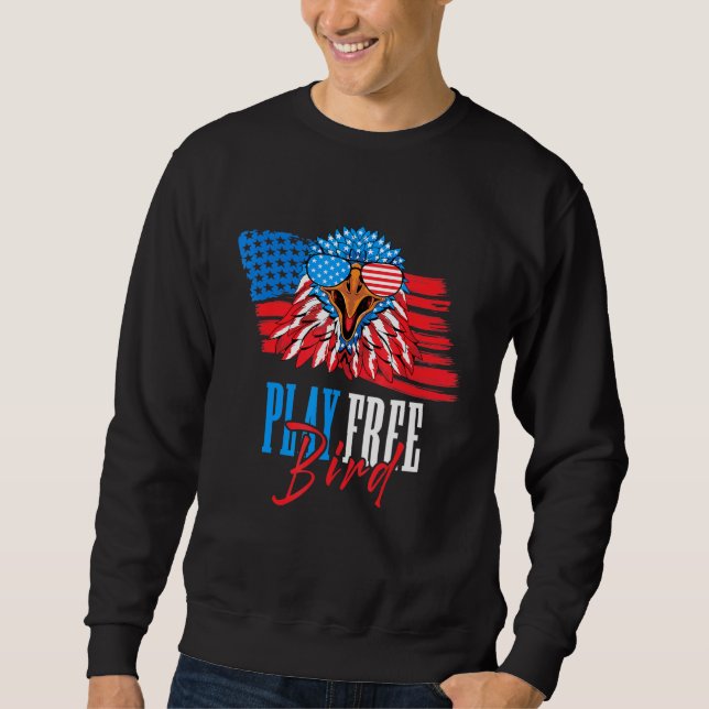 Spela fritt fågel Eagle USA flagga Independence da Lång Ärmad Tröja (Framsida)