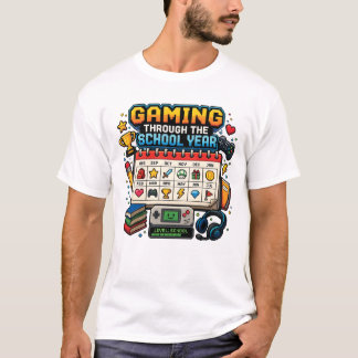 Spela genom skolåret Retro Pixel-spelare T Shirt