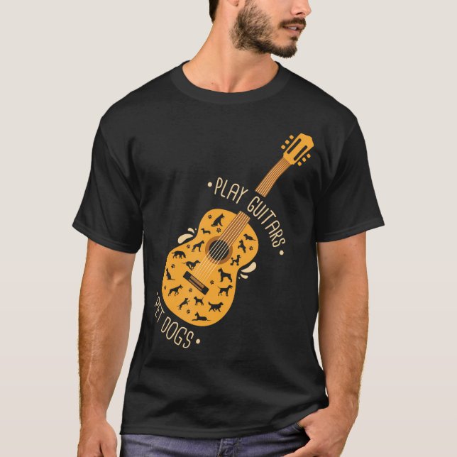 Spela gitarrer Pet Hundar I Hund och Music Älskare T Shirt (Framsida)