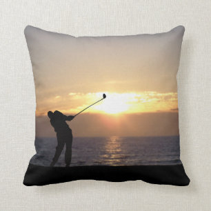 Spela Golf vid solnedgången Kudde