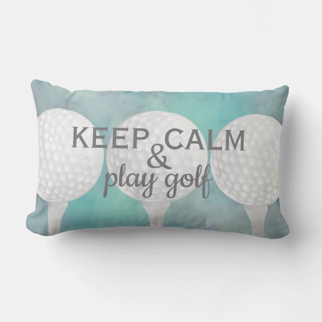 spela golfcitat för golfblått och vitt lumbarkudde (Framsida)