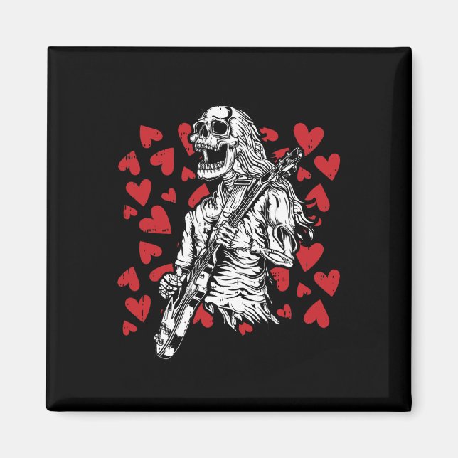 Spela Guitar Coola Sten Musician i Valentines day Magnet (Framsidan)