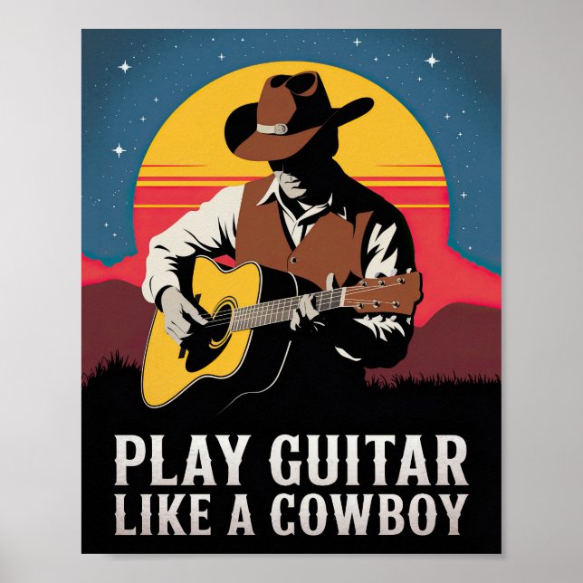 Spela Guitar som en Cowboy Poster (Framsidan)