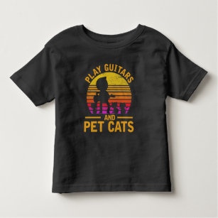 Spela Guitars Pet Cats Musician Cute Kitten Älskar T Shirt