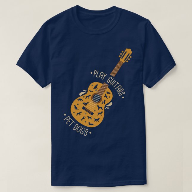 Spela Guitars Pet Hundar I Hund och Music Älskare  T Shirt (Design framsida)
