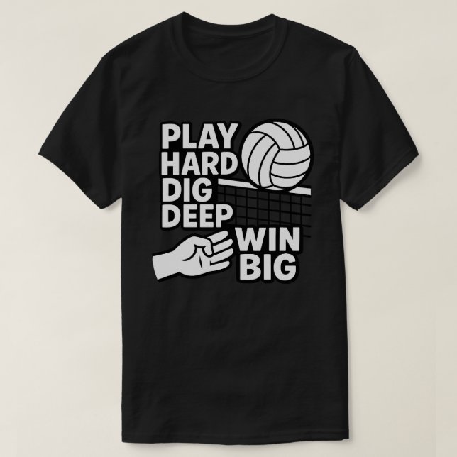 Spela hårt och gräv stora vinnare t shirt (Design framsida)