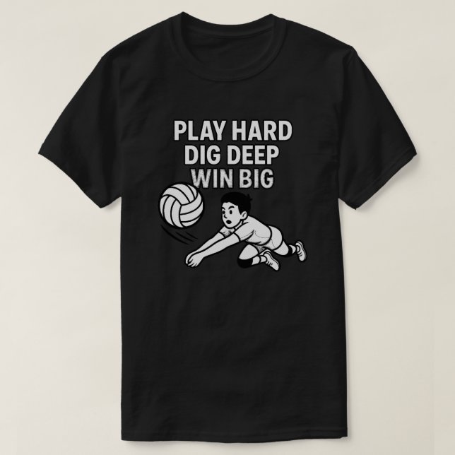Spela hårt och gräv stora vinnare t shirt (Design framsida)
