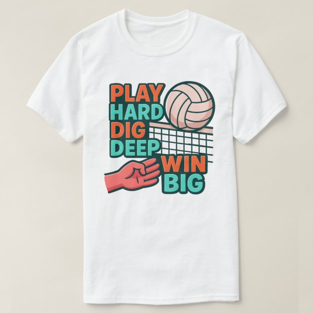Spela hårt och gräv stora vinnare t shirt (Design framsida)