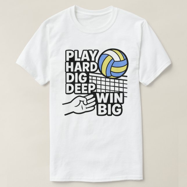 Spela hårt och gräv stora vinnare t shirt (Design framsida)