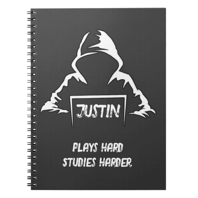 Spela hårt Studera hårdare cool Chic T-Shirt Anteckningsbok (Framsidan)